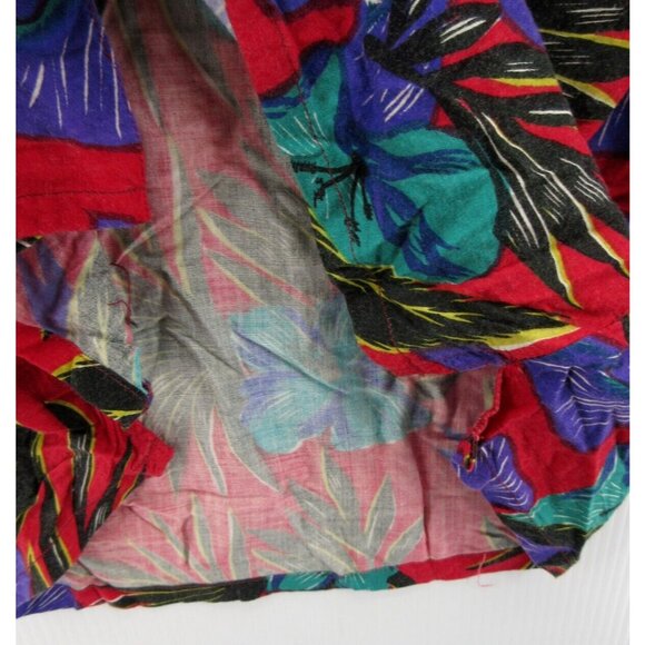 VINTAGE Hawaiian Shirt Medium Weekends Only Floral Loop Collar Camp 90s - Picture 8 of 10